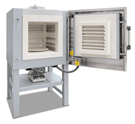 Chamber furnace LH 60/12 SW with scale to measure weight reduction during annealing